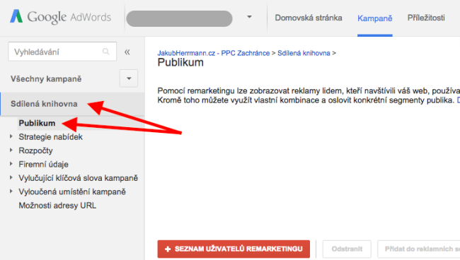 remarketingové publikum adwords
