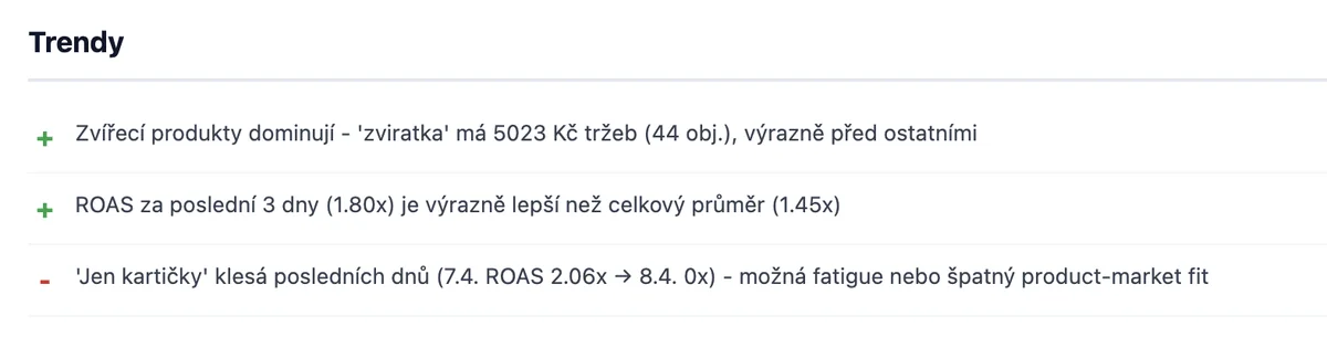 Trendy a klíčové metriky